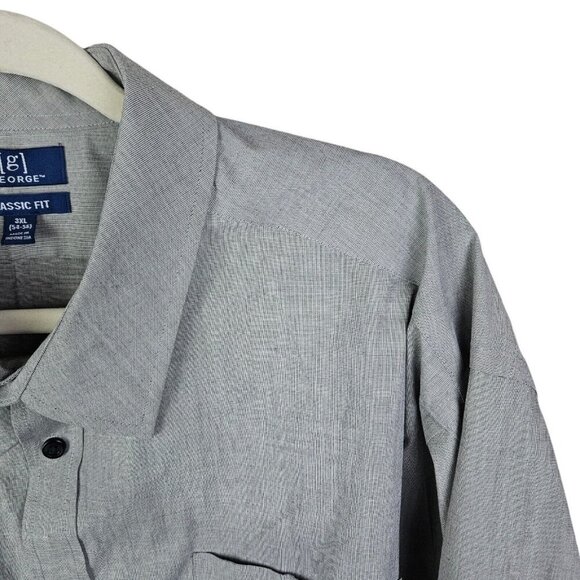 [g] George Classic‎ Fit Button-Up Shirt Men's Size 3XL Long Sleeve Oxford Gray - Picture 5 of 10
